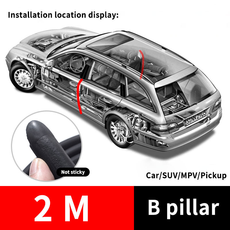 Car Door Edge Weatherstrip Rubber Sealing B Pillar Noise Windproof Protection Front Auto Sealant Accessories Decoration Strip