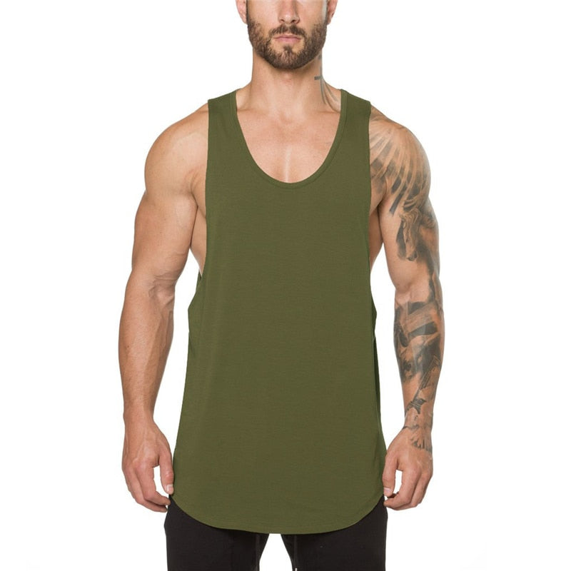 Brand Gym Stringer Clothing Bodybuilding Tank Top Men Fitness Singlet Sleeveless Shirt Solid Cotton Muscle Vest Undershirt