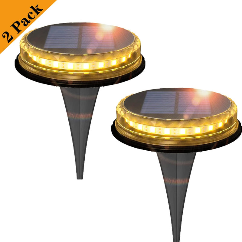 4PCS Solar Powered Disk Lights 17LED Solar Pathway Lights Outdoor Waterproof Garden Landscape Lighting for Yard Deck Patio