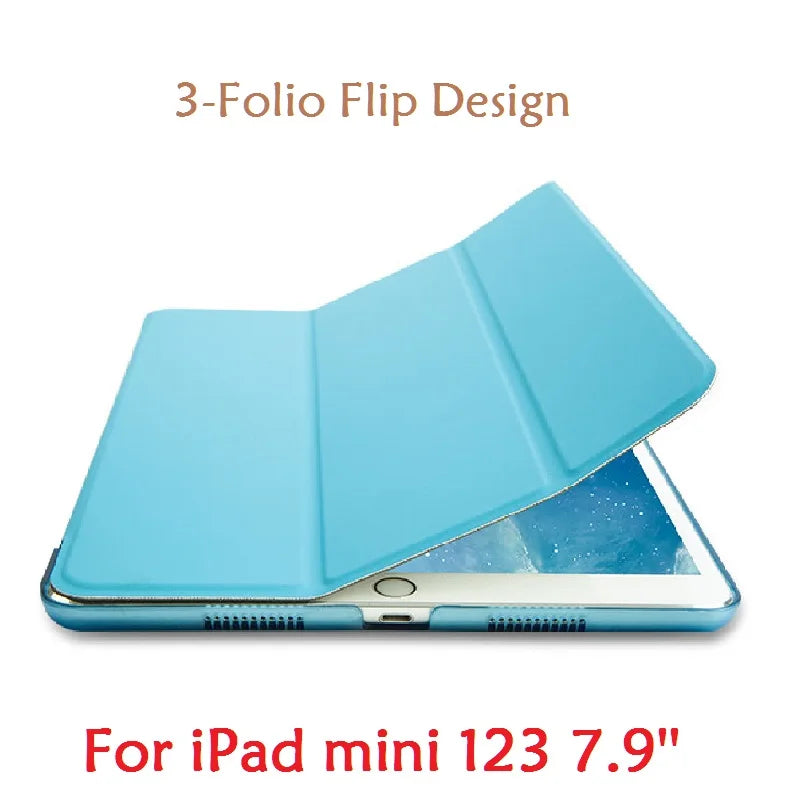 Slim Folio Coque for iPad mini Case 7.9'' Smart Flip Stand mini 2 3 A1432 A1490 PC Protective Cover for iPad mini 2 mini 3 Cover