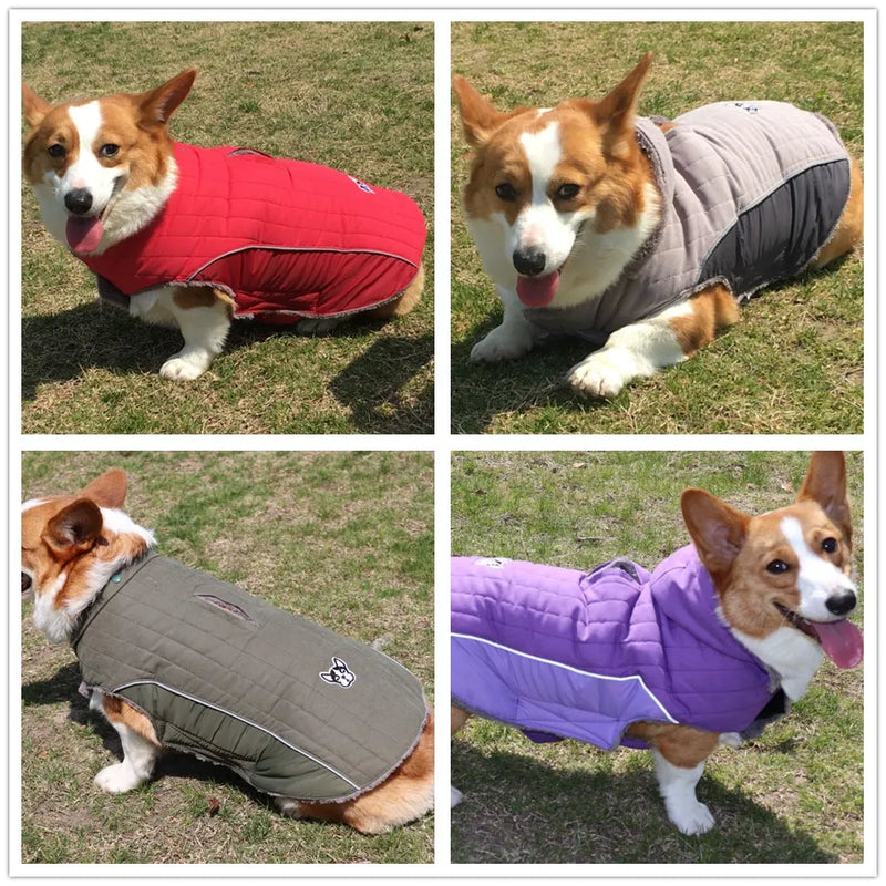 Winter Dog Clothes Thick Fleece Warm Dog Clothing Winter Dog  Jacket Reflective Adjustable Belly Quilted Dog Coat Removable Hood