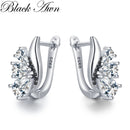 2023 New Fashion Black Hoop Earrings For Women Classic Silver Color Trendy Spinel Engagement I217