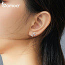 bamoer Silver 925 Design Ginkgo Leaf Stud Earrings for Women Real Sterling Silver Luxury Brand Jewelry Pendiente New BSE328