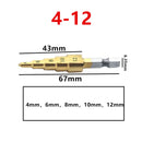 3-12mm 4-12mm 4-20mm HSS Straight Groove Step Drill Bit Titanium Coated Wood Metal Hole Cutter Core Drilling Tools Set