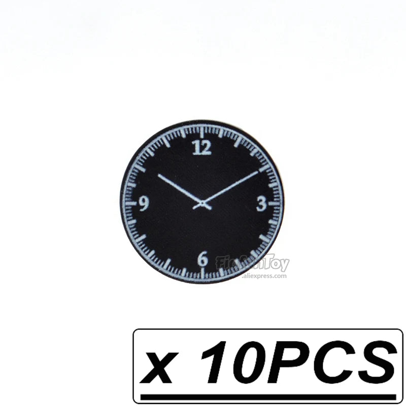 Custom Printed Clocks Tile Building Blocks  wall clock 1x2 2x2 MOC Decoration Bricks Round City Alarm Construction Toys