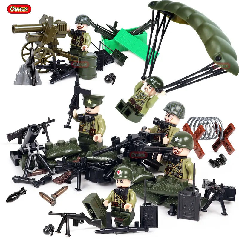 New WW2 Mini Soviet Russian Army Soldiers Figures Military Small Building Block The Battle Of Kursk Military Block Brick MOC Toy