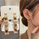 Bear Earrings for Women Girls 2023 Fashion Korea Silver Needle Autumn and Winter Earrings Cute Flocking Rabbit Ear Studs Jewelry