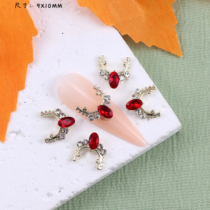 10PCS Luxury Alloy 3D Christmas Nail Art Decoration Supplies Jewelry Accessory Parts Elk Charms Deer Rhinestones For Manicure