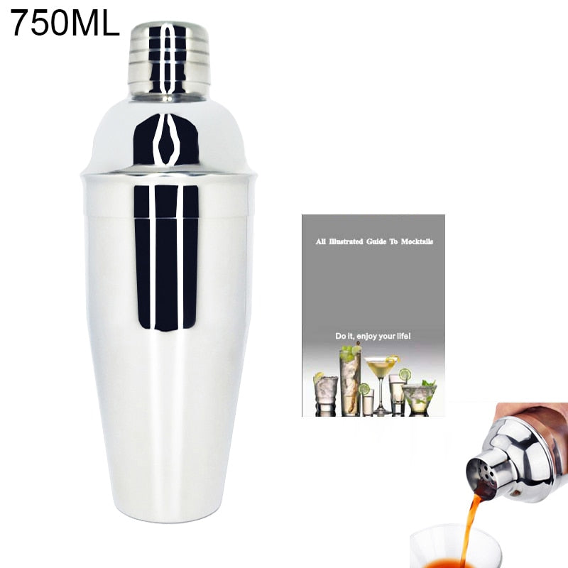 Boston Cocktail Shaker Mixer Kit Bar Bartender 750/600ml 550ML Stainless Steel Glass Shakers Spoon Pourer Straw Ice Tong Tools