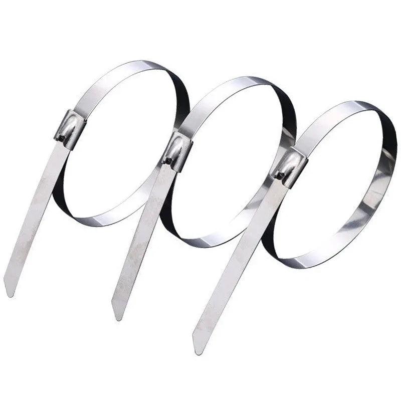 20/100pcs Stainless Steel Cable Ties Metal Zip Tie Straps for Exhaust Wrap Multi-Purpose Heavy Duty Self-locking Fastening Rings