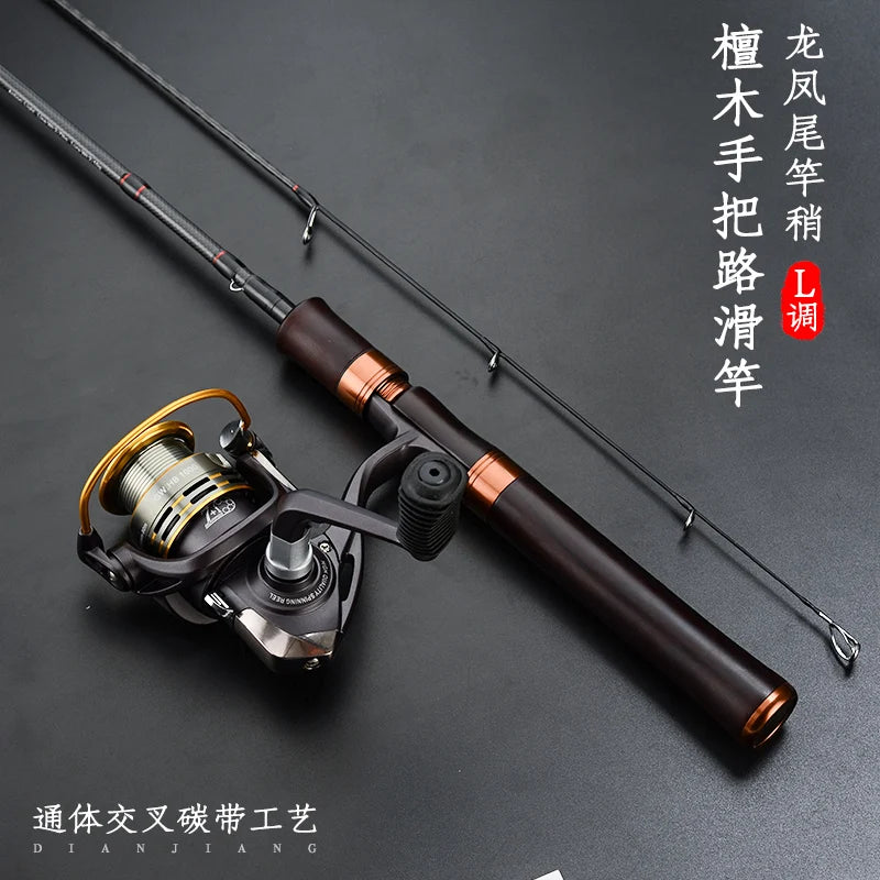 Wooden Handle L Spinning Lure Fishing Rod Fast Action Micro-Mouth Trout Rod 1.68m 1.8m 1.98m L.W 2-10g High Carbon Solf Pole