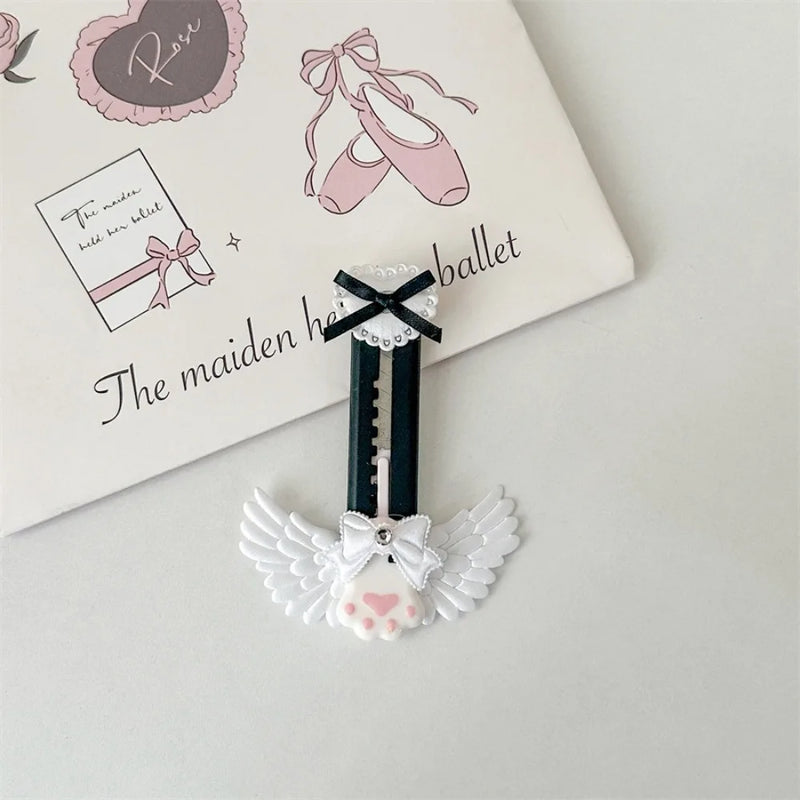 Cute Cat Paw Utility Knife Lovely Wing Bowknot Style Open Box Cutter Letter Envelope Opener Mail Knife School Office Supplies