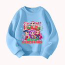 Christmas Kids Crew Neck Sweatshirt with Festive Cartoon Characters for Holiday Fun