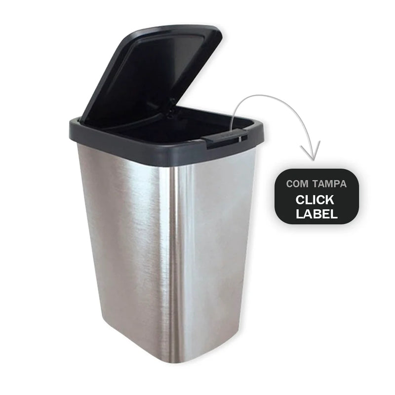 9 Liter Bin Basket with Grey Inox Click Label Lid