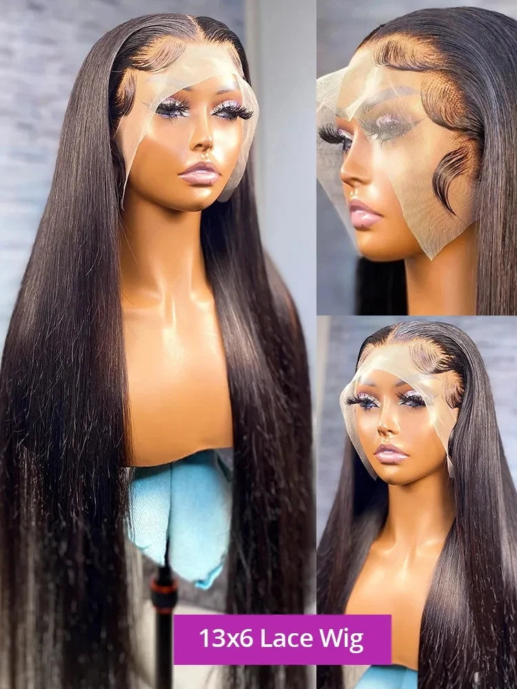 Bone Straight 13x4 13X6 HD Transparent Lace Frontal Wigs For Women 5X5 7x5 Glueless Closure Ready To Wear Human Hair Wig on Sale