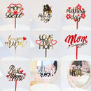 Best Mom Mother's Day Party Cake Topper Pink Red Love You Mum Acrylic Cake Topper for Mommy Birthday Party Cake Decorations Gift