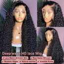Snwprin 250 Density Deep Wave 13x6 HD Lace Frontal Human Hair Wigs Preplucked Curly 360 Lace Front Wig 100% Human Hair Brazilian