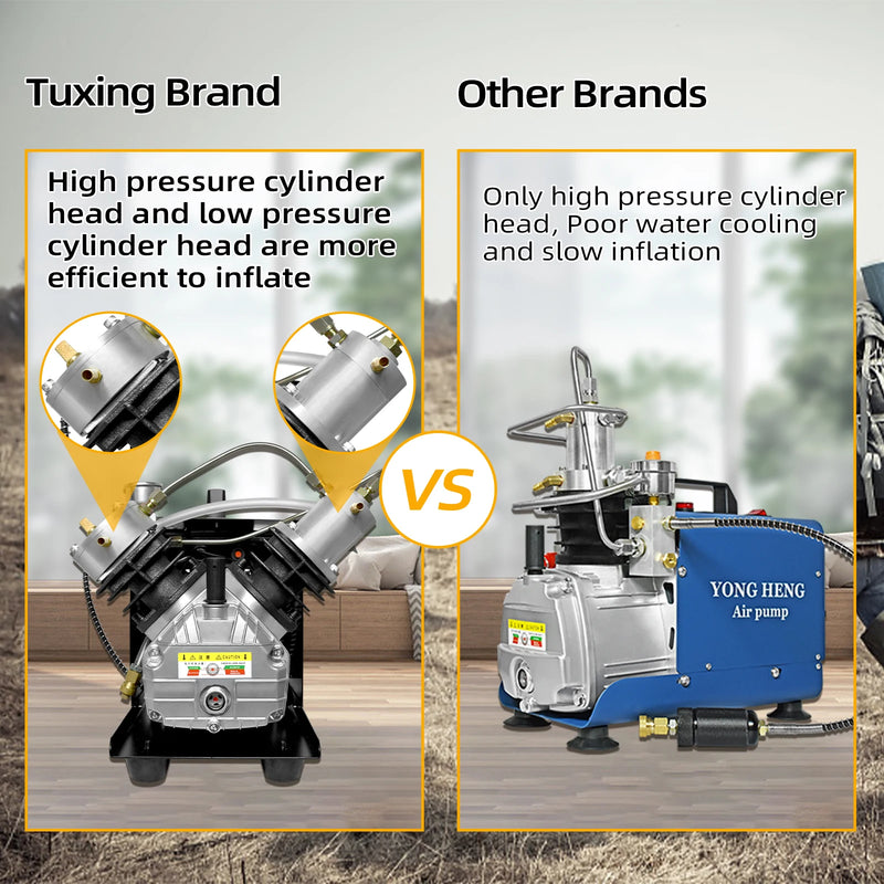 TUXING 300Bar PCP Air Compressor 4500Psi Diving Portable High Pressure Compressor for PCP Paintball Scuba 6.8L Tank TXEDM041