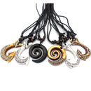 12pcs/Lot Imitation Bone Carved NZ Maori Fish Hook Charm Necklaces Jewelry for Men Women Tribal Wax Rope Chain Adjustable gift