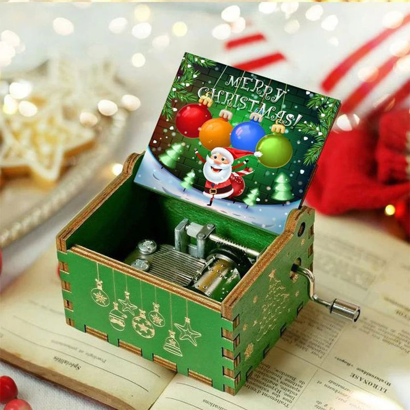 Hot Wooden Hand Crank Music Box Anime Theme Halloween Merry Christmas Decoration Home Christmas Birthday Gift