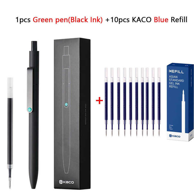 Cute Kaco MIDOT Gel Ink Pen Metal Signature Pens 0.5mm Fine Point 800Meter Smooth Writing Quick Dry Office School Stationary