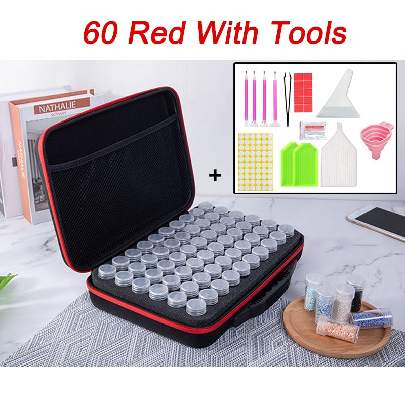 7/15/30/60 Bottles Storage Box 5D Diamond Painting Accessories Tools Storage Box Carry Case Diamant Painting Tools Container Bag