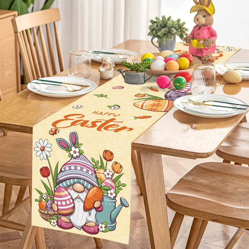 35x180cm Easter Table Runner Watercolour Bunny Eggs Table Runner Easter Decor for Kitchen Dining Table Home Party Decorations