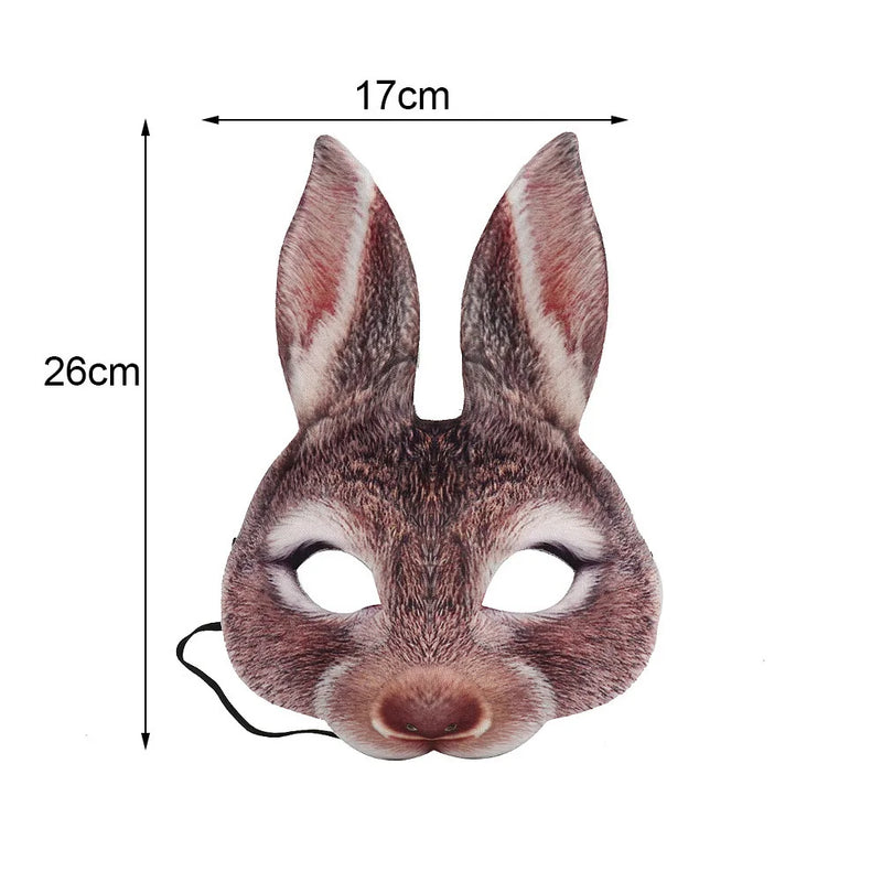 Half Face Rabbit Mask Adult Halloween Animal Head Masks Party Cosplay Mask Easter Carnival Masquerade Accessories Shooting Props
