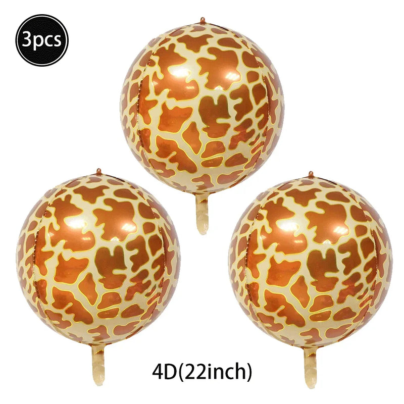 Jungle Safari Birthday 32Inch 1-9 Numbers Leopard Foil Balloon Land Animal Tiger Zebra Giraffe Disposable Tableware Party Decors