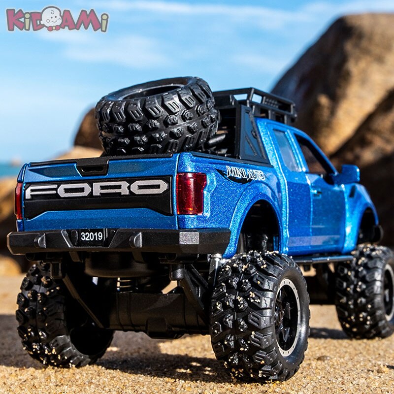 KIDAMI 1:32 Ford Raptor F150 Big Wheel Alloy Diecast Model Modified Off-Road Vehicle Collection Kids Toy Metal Car модель автомо