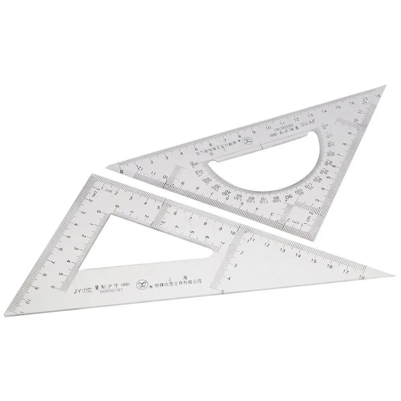 2 Pack Acrylic Plastic Ruler Drawing Transparent 45/90 Degree Measuring Tool 30/60 Degree Ruler Office