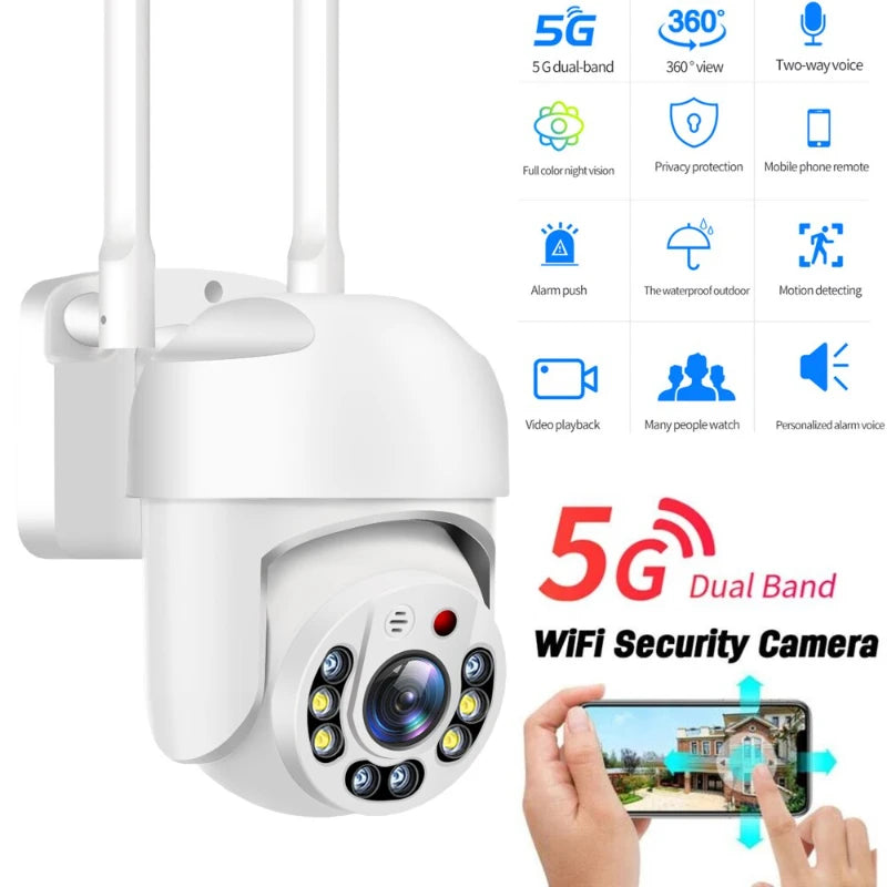 1080P 5G WIFI Surveillance Cameras Outdoor Camera 360 Full Color Night Vision Motion Detect Auto Tracking Baby Monitor Ip Camera