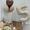 1 Set Beige Birthday Balloons Cream Beige Caramel Number 0-9 Balloon Custom Name Stickers for Birthday Anniversary Party Decor