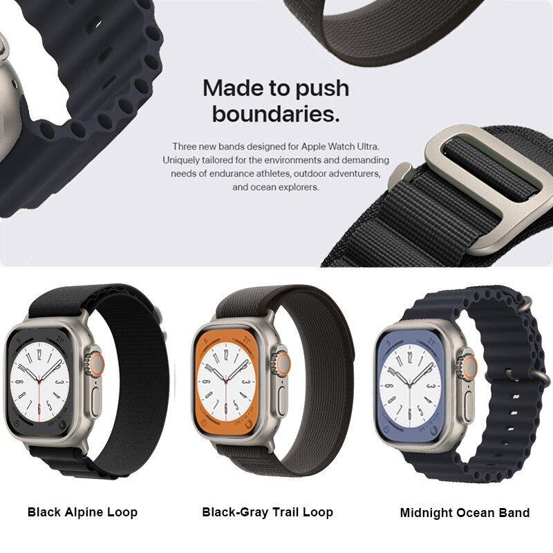 Nylon strap For apple watch bands 49mm 44mm 40mm 45mm 41mm 42 3 straps bracelet iWatch Ultra series 7 6 3 se 8