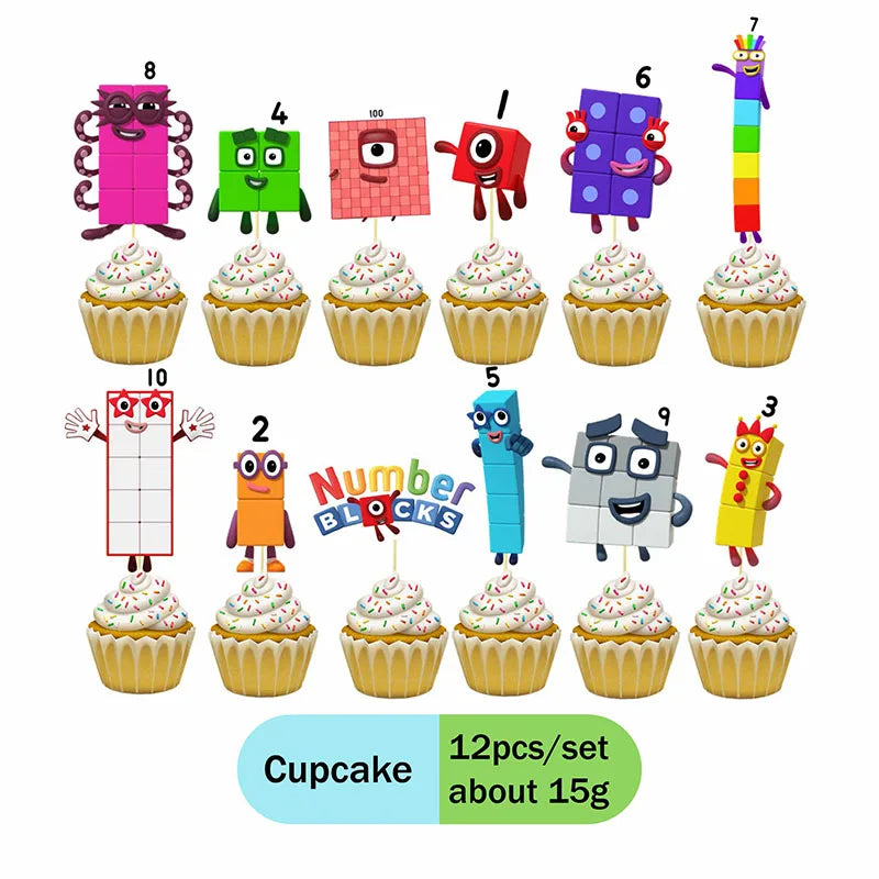 Disney number building blocks cartoon animation table decoration father's day graduacion party stickers decoration anniversaire