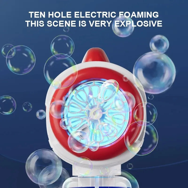 Bubble Machine Spaceman Astronaut Automatic Gatling Bubble Gun Electric Light Explosion Children's Toy