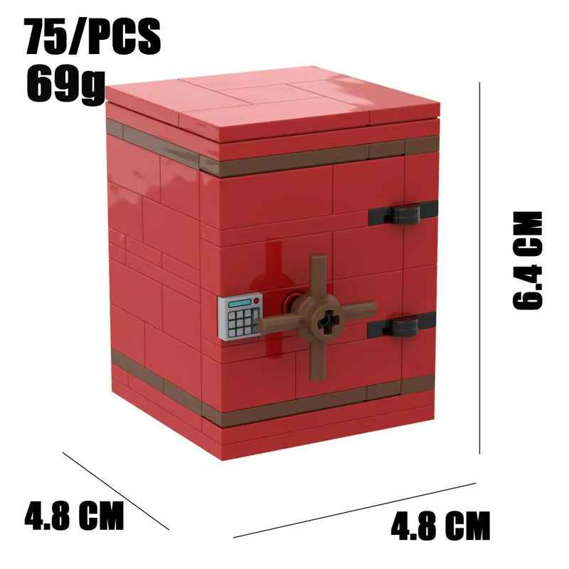 MOC Building Blocks Figures Accessories Cash Dollar Coin Bag Model Gold Silver Bar Colored Diamond Treasure Box Series Coffer