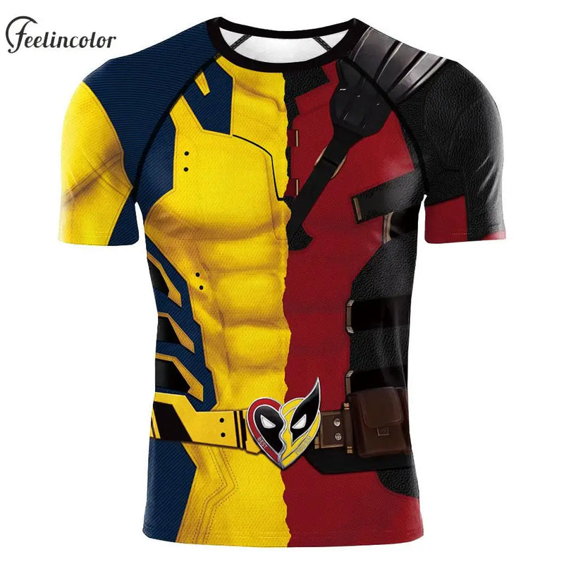 Cosplay T-shirt Halloween Tops Short Sleeve Compression Shirt Gym Fitness Workout Sportwear Summer Clothing