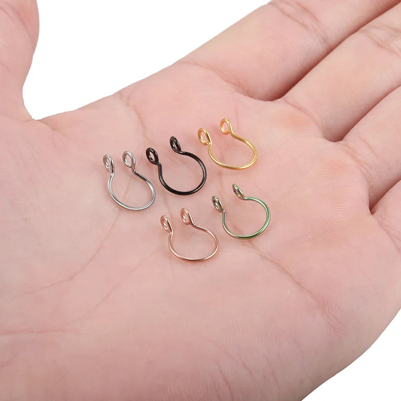 1Pc Stainless Steel Fake Nose Ring Hoop Septum Rings C Clip Lip Ring Earring for Women Fake Piercing Body Jewelry Non-Pierced