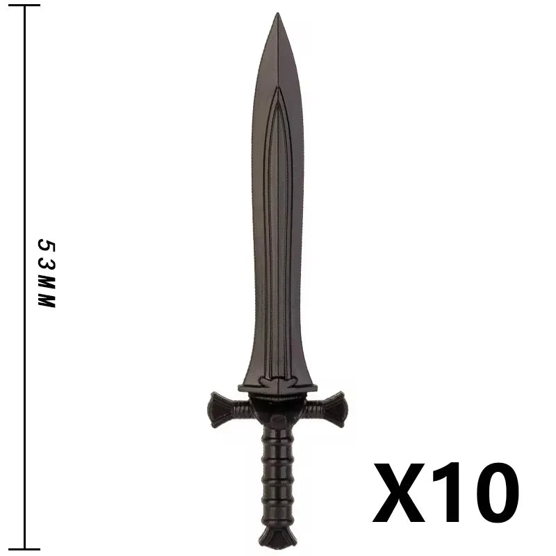 Medieval MOC Weapon Figure Accessories Building Blocks Soldiers Sword Shield Bow Arrow Trident Hammer Axe Spear Brick Kid Toy