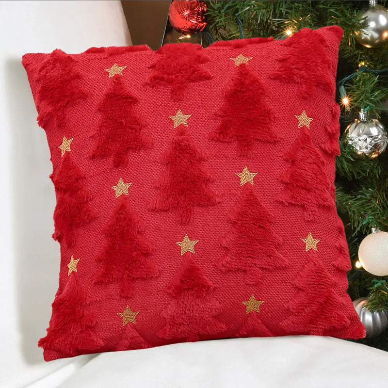 Christmas Tree Pillow Covers 45x45cm Soft Plush Pillowcase Couch Cushion Case for Couch Sofa Holiday Festivals Winter Home Decor