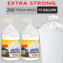 Xtratuff Tall Kitchen Trash Bags 13 Gallon Trash Bag 390 Count Garbage Bags BPA FREE White Strong Rubbish Bag for Home Office
