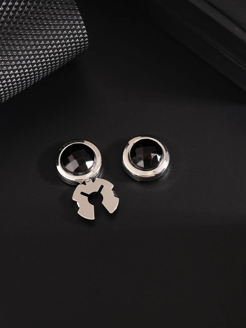 Luxury Rhinestone Button Cap Non-French Shirts Clamshell Cufflinks Round High-end Men's Shirt Buttons Accessories Gifts for Men