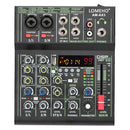 Lomeho 4 Channels Sound Mixer 48V 99 Digital Effect Portable Audio Table Bluetooth USB PC Record Mixing Console Church AM-AX3