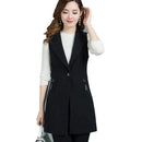 2024 New Spring Autumn Coat Casual Long Blazer Vest Women Sleeveless Jacket Elegant Office Lady Waistcoat Female Outwear M-4XL
