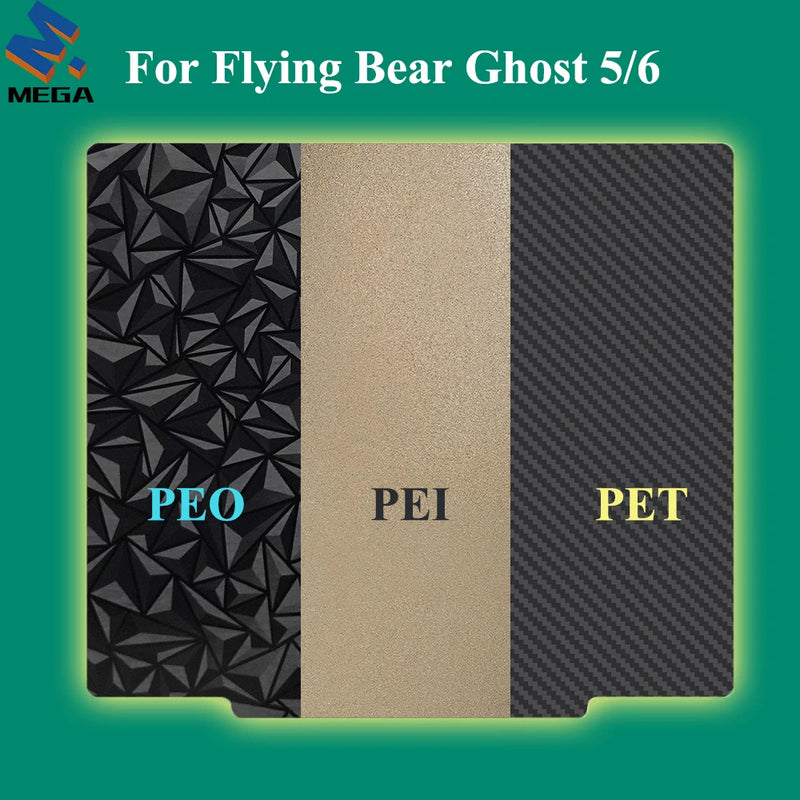 For 3D Printer Flying Bear Ghost 6 Ghost 5 PET PEI PEO Hot Bed Build Plate Spring Steel Plate Magnetic Double Sided Printing