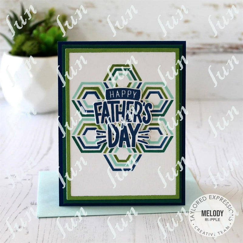 Father's Day Theme Metal Cut Dies Hexagon Layering Stencils Fish Hook Line Sinker Clear Stamps Diy Holiday Cards Decor Scrapbook