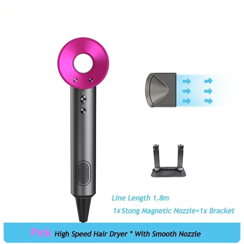 Professional Leafless Hair Dryer, Constant Temperature Negative Ion, 5 Attachments, Powerful Electric Hair Dryer for Home