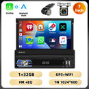 Podofo 4Core 1Din Android Car Stereo 7 ''Retractable Screen Car Radio Carplay Android 2 + 64G Mirror Link GPS WIFI Car Audio
