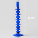 Blue Glass Candle Holder Candlesticks for Wedding Birthday Holiday Home Decoration Morden Decorative Glass